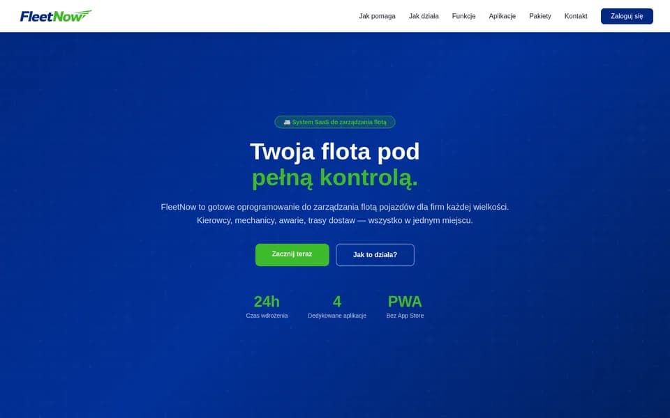 Zrzut ekranu projektu FleetNow